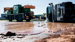 Oops! A Tippy Truck Spilled Tons of Sticky Chocolate All Over the Road<em></em>